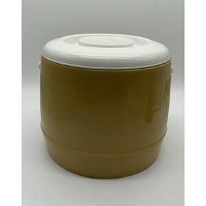 Vtg 4 Qt INSULATED Ice Bucket w/ Lid Bee Plastics Harvest Gold Cook Out Picnic